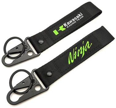 WRFUU Moto Polyester Porte-clés personnalisé en brodé Porte-clés personnalisé Porte-clés pour Kawasaki Ninja,Black-A