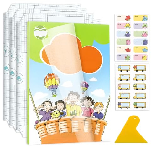 10 Stück Buchumschlag A4 transparent, Shyllin Buchumschlag mit 24 Aufklebern, Book Cover Protector, Buchfolie Selbstklebend Transparent, Geeignet für Studenten (Transparente, Mattierter)
