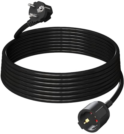 HUARUI Verlängerungskabel 5m, Kunststoff Verlängerung mit Schutzkontakt Stecker und Steckdose, H05VV-F 3G1,5 mm² Schuko Stromkabel (16A/250V, 3500W, IP20), für Innenbereich, schwarz