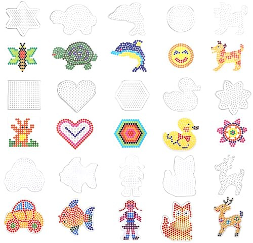 15 Stück Bügelperlen Platten Set, Inklusive Vielfältige Bügelperlen Formen Und Schablonen, Kreatives DIY Bastelset Für Kinder Ab 5 Jahren, Förderung Der Feinmotorik Und Kreativität