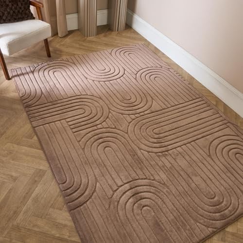 OHS Arches Tufted Rugs for Bedroom, Soft Fluffy Rugs Living Room 120 x 170 Home Decorations Modern Anti Slip Medium Rug Low Pile Floor Carpet Area Rug, Mocha
