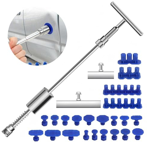 Upriver Auto Paintless Dellen Reparaturset, T Bar Puller, Lackfreies Dellen Reparaturset für Fahrzeug Metalloberflächen-Dellenentfernung