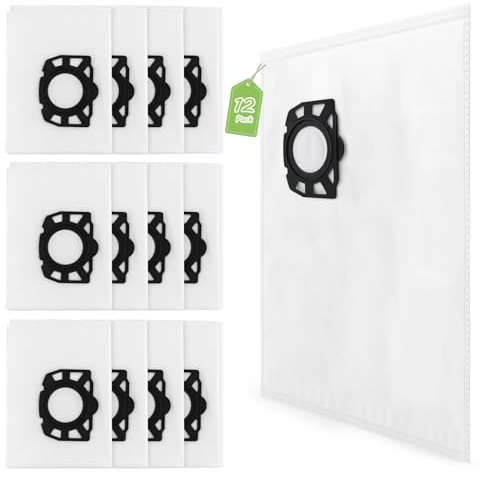 12 Pack para Kärcher WD2 Plus / WD3 / KWD1 / KWD2 / KWD3 /WD3.200-WD3.800M Bolsas de Polvo para Kärcher SE4001/SE4002 Bolsas de Aspiradora Replacement Repuesto