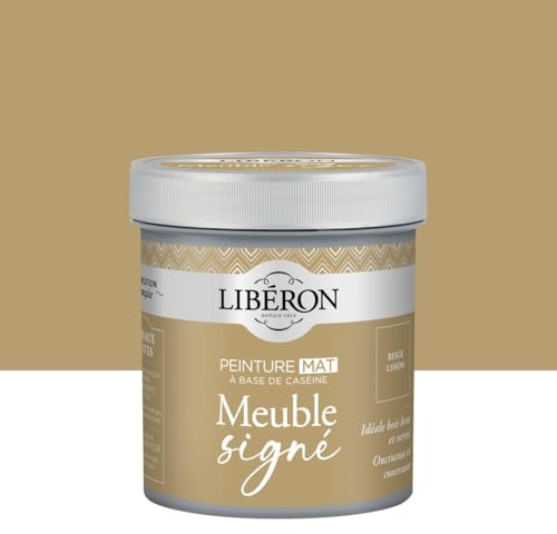 Libéron Peinture Meuble Signé MAT Beige Limon 500ml | A Base de Caséine - Peinture Bois Intérieur - Haut Pouvoir Couvrant - Décoration et Rénovation Meuble et Objets - 32 Teintes