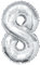 Silver Number 8 Shaped Large Foil Balloon (86cm) 1 Piece - Perfect for Birthday Parties and Special Events