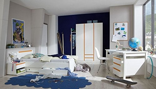 Jugendzimmer Donkey One Orange Möbel Komplettset Kinderzimmer Jugendbett Schreibtisch Kleiderschrank Nachttisch Alpinweiß Orange Rollcontainer