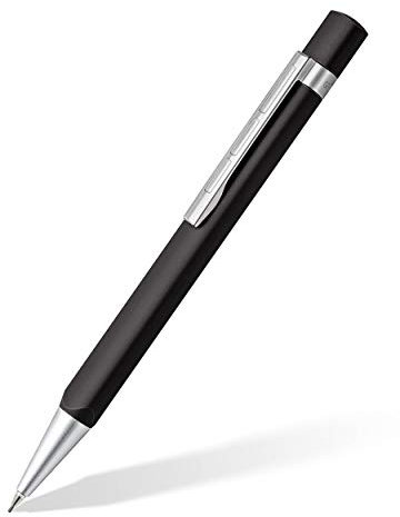STAEDTLER TRX 766TRX9 07ST Drehbleistift (ergonomische Dreikantform, matte samtweiche Aluminium-Oberfläche, Metallclip, Drehmechanismus, Minenstärke 0,7 mm) schwarz