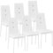 tectake® Silla de Comedor, Asiento y Respaldo Acolchado, Piel Sintética, Piedras Brillantes, Sillas Modernas, Sillas Cocina, Alta Capacidad de Carga, Montaje Rápido - 6 Sillas Blanco
