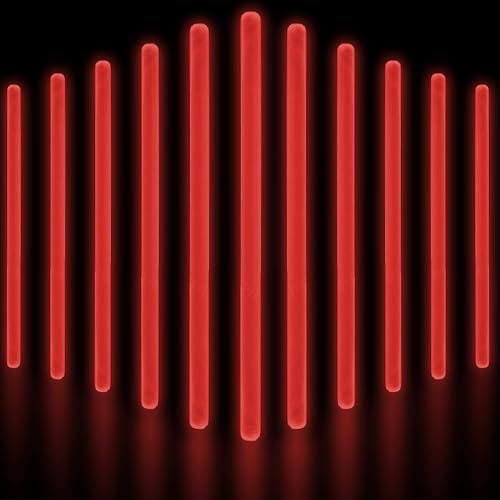 Glow Fever Jumbo-Leuchtstäbe, leuchtet im Dunkeln, 50 Karat, 25,4 cm, für Partyzubehör, Festivals, Raves, Geburtstag, Hochzeit, Rot