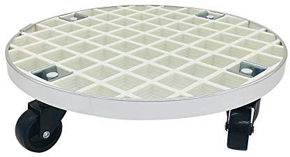 Mkuha Carrello Porta Vasi con Ruote, Carrello Porta Vasi Pesanti Fiori, Carrello Porta Vasi Rotondo GFRP, Plant Piattini con Ruote, Carrello Porta Vasi Esterno, Giardino Arredo da Esterno,Bianca,40