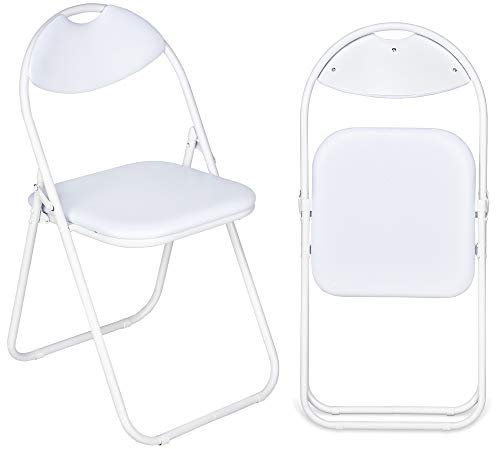Nyxi Folding Chair Padded Paris Faux Leather Chair Home Office Dining (1 X Chair, White)