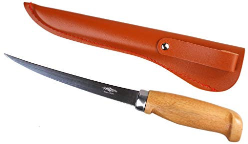 Mikado Filetiermesser mit Holzgriff und Einer von Klinge 15cm, Lederscheide, Flexible Klinge aus japanischen Edelstahl