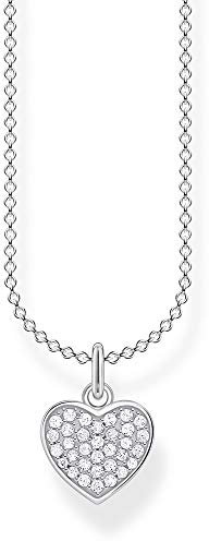 Thomas Sabo Damen Halskette Herz pavé silber 925 Sterlingsilber, 38-45 cm Länge
