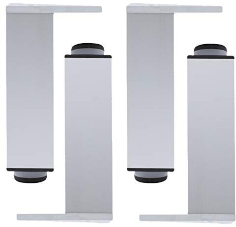 Lot de 4 Pieds de Lit En Métal,Pattes de Canapé,Pies de Table Basse,Pieds de Armoire,Alliage D'aluminium,Réglable En Hauteur 0-8mm,Argent,Plaque de Montage Triangulaire(25cm)