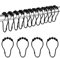 LIHAO 12x Duschringe Duschvorhangringe Duschvorhanghaken Edelstahl Aufhängeringe mit Gleitsystem, 12 Einzelhaken, 69x39mm (Schwarz)