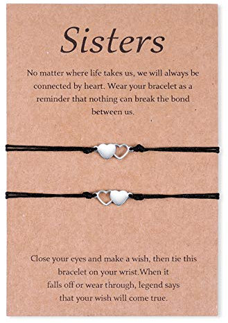 CheersLife 2 pièces soeurs bracelets bijoux pour correspondre au coeur meilleur ami amitié distance bestie bracelets ensemble soeurs cadeaux de soeur pour filles femmes cadeaux d'anniversaire