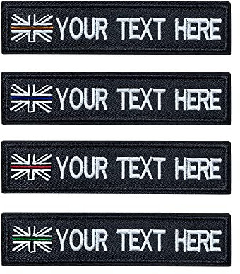 Custom Name Patches, 2pcs Personalized Military Name Patch Embroidery UK flag Name Tactical Tag for Uniform Vest Bags Jacket Clothing