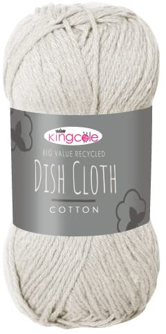 King Cole 2255060 Big Value Recycled Dishcloth Cotton Cream Yarn - 160M, 100g