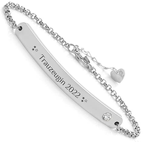 Himmelsflüsterer - Armband mir Gravur & Kristall | Personalisierte Geschenke für Frauen | Freundschaftsarmband | Personalisierter Schmuck | Armband Damen mit Namen | Edelstahl - Silber