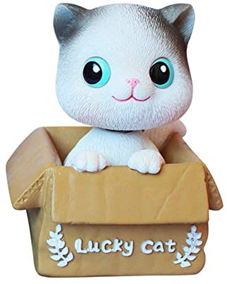 Auto Armaturenbrett Ornament,Auto-Dekoration, Süße Cartoon Katze Nicken Schütteln Kopf Ornament,Harz Wackelfigur Katze Auto Armaturenbrett Dekoration Wackelkopf Ornamente Spielzeug Desktop Dekoration