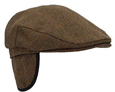 WALKER AND HAWKES Unisex Schiebermütze mit Ohrenklappen - Tweed - Brauner Tweed - XL (60cm)