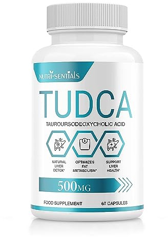 TUDCA Liver Support Supplement, 500mg Servings, Tudca Bile Salt, Liver Support Supplement, Detox and Cleanse, (Tauroursodeoxycholic Acid)- 60 Capsules