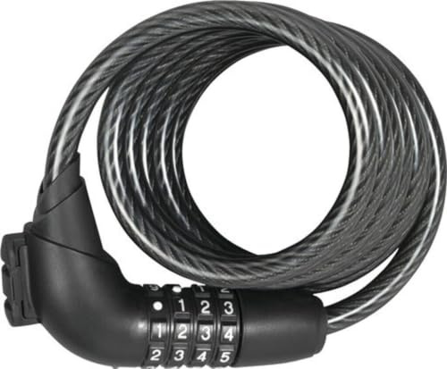 Abus Kabelschloss CC Lock 4101, Spiralschloss mit Zahlenschloss, 185 cm Länge, 10 mm Stärke