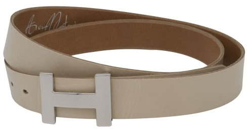AnnaMatoni Eleganter Damen Ledergürtel in weichem Rindsleder 3mm stark mit Modischer Metalldorn Koppel Schließe 3cm Breit Damen Leder Gürtel (cappucino 120, TW100 - Gesamtlänge 115cm)