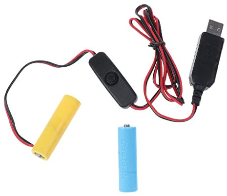BAIRU 2pcs AA Batteries Eliminator,USB to 3V AA Battery Cable with Switch, for Toothbrush Lamp Toy AA Dummy Battery Adapter