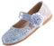 EIGHT KM Scarpe da Bambina Piccola Mary Jane Principessa da Sposa Ballerine EKM7063 Scintillante Luccichio Fiore Camelia Graduale Blu EU Taglia 26