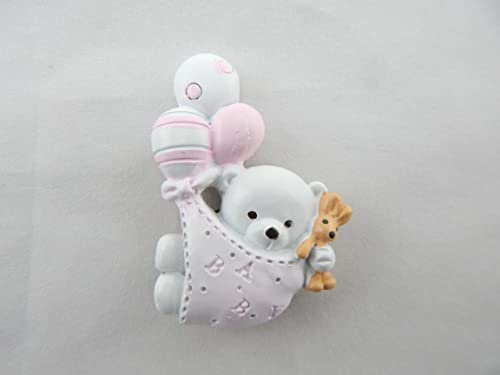 Bomboniera Nascita Bimba Magnete Orsetto con Palloncini Rosa Bomboniere Economiche Fai da Te