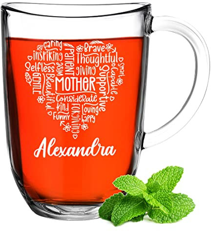 Leonardo Thermoglas Teeglas 380 ml mit Gravur - Cappuccinoglas mit Namen - individuelle Glastasse - heißer Kaffee und Tee - Geschenkidee für Männer - Frauengeschenk - Jubiläum und Geburtstag