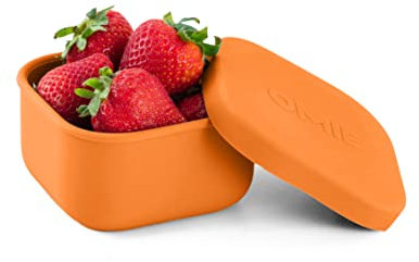 OmieBox Silicone Leakproof Snack Containers To Go, Food Storage Containers with Lid, School Lunch Bento Container - BPA Free, Airtight, Dishwasher and Freezer Safe, Oven Safe - 9.4 ounces Orange