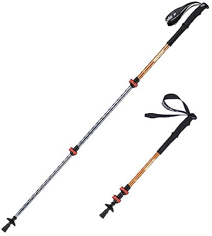 Naturehike Ultraleichte Walking Stöcke Damen und Herren Wanderstöcke 61-135cm Faltbar Aluminium Stöcke Trekkingstöcke (Gelb 1pcs)