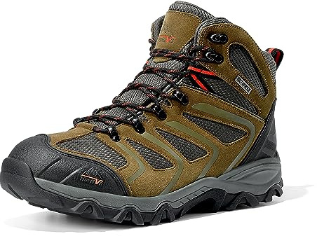 NORTIV 8 Men's Ankle High Waterproof Hiking Boots Backpacking Trekking Trails Shoes,Size 8.5W,Olive-Suede,160448_M-W