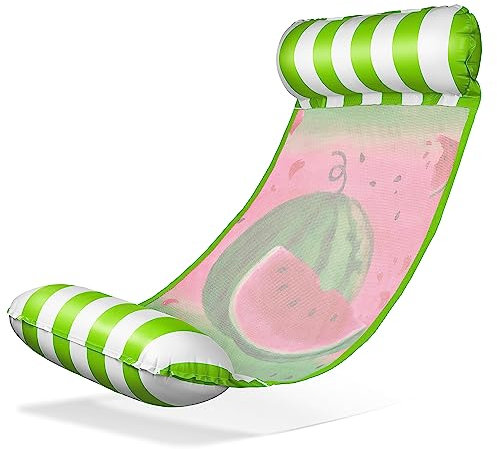 Balinco Wasserhängematte, Wassermatratze, Wassermatte, Schwimmbett, Luftmatratze mit Armlehnen, schwimmende Liegematte, Relaxliege, Wasserspielzeug Kinder & Erwachsense (Wassermelone Grün)