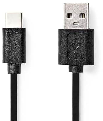 NEDIS USB-Kabel | USB 2.0 | USB-A Stecker | USB-C™ Stecker | 15 W | 480 Mbps | Vernickelt | 1.00 m | Rund | PVC | Schwarz | Label