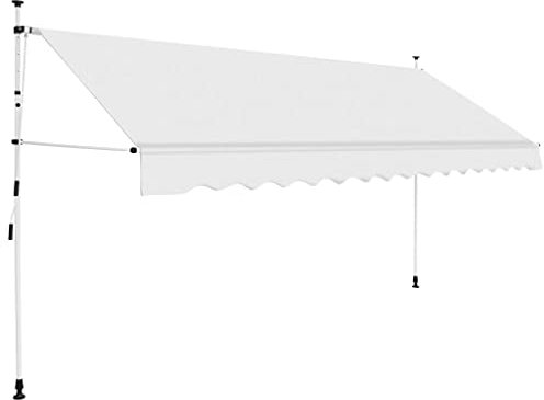Tidyard Tenda da Sole Retrattile Manuale,Tenda da Sole a Bracci con Manovella,Tenda da Sole per Balcone,Tende da Veranda,Balcone,Patio,Terrazzo,Giardino 350 cm Crema