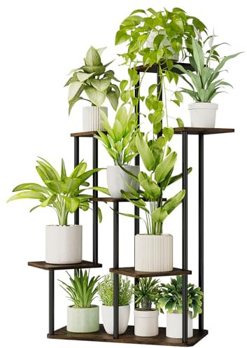 Bamworld Plant Stand Indoor 7 Tier Tall Metal Plant Shelf for Multiple Plants Large Tiered Flower Stand for Patio Garden Balcony Living Room Bedroom(7 Tier)