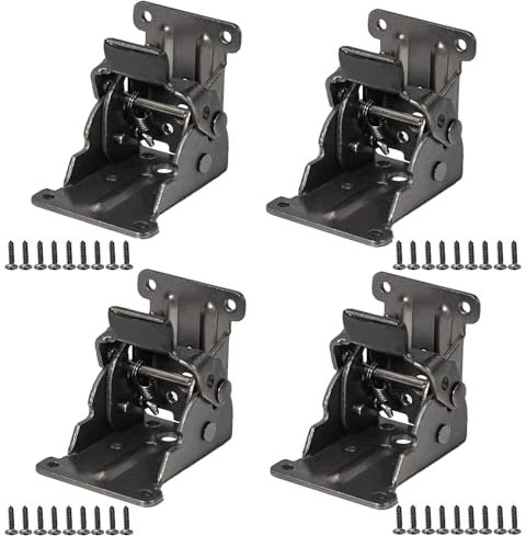 Bisagra Plegable Autoblocante 4 Piezas Bisagras Plegables para Patas de Mesa, 0-90 Grados, Bisagra de Soporte Plegable con Tornillos para Patas de Muebles Cama Mesa Armario Estantes (Negro)