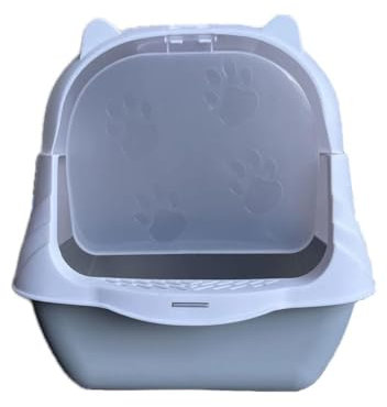 De Bishops, Cat Litter Box, Large Cat Litter Tray, With Hood, Plastic (PP) BPA -Free, Scoop, L51 x W37 x H36 cm, DBCL-14, (GRAY)