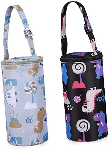 Abaodam 2stücke Milchflaschen Isoliertasche Pack Cartoon Muster Thermotasche Für Trinkflaschen Baumwolle Innenisolierung Hängend Oxford Außenstoff Passend Für Babyflaschenhalter