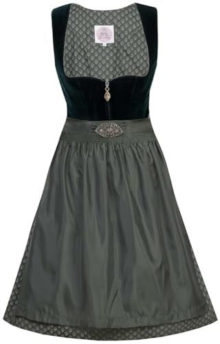 MarJo Glorious Collection Marjo Samt-Dirndl Pia 65cm Länge Tanne | Dirndl Knielang grün schlicht elegant | Damen dunkelgrün Gr 40