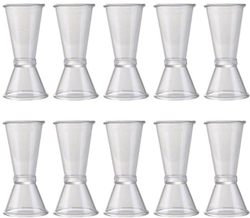 Muteitt 10 Uds Jigger Doble Transparente para Bartending, Vasos Medidores De Cóctel, Taza Medidora De Alcohol para Bar, Fiesta, Herramienta De Cocina