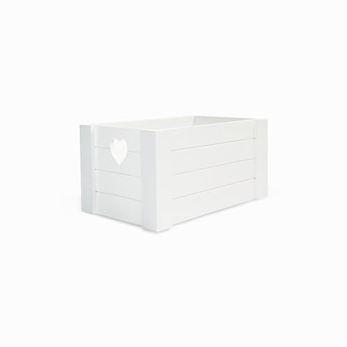 Lovely Wooden Crates With Heart Handles Storage Box Wooden Tray Wooden Shelves (White, Small)