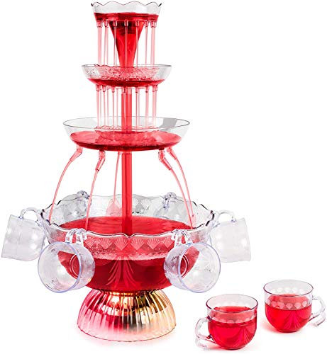 LED Lighted 3-Tier Party Fountain with 1.5 Gallon Capacity - Perfect for Parties, Weddings, and Events - Includes Cups - Stunning Centerpiece with Multi-Colored Lights