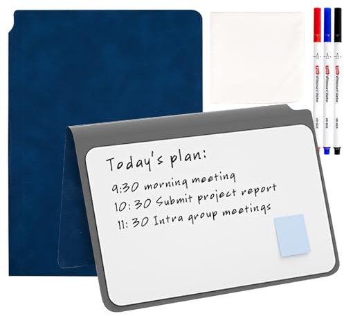 Elezeal A5 trocken abwischbares Whiteboard, tragbares kleines Whiteboard, Notizblock, wiederverwendbare Mini-Whiteboards mit löschbarem Marker für Büro, Geschäft, Schreiben, Notizen, Planung (Blau, 1