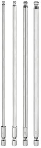 QUARKZMAN 4 Stück Kugelkopf Innensechskant Schraubendreher 3/4/5/6mm(H3-H6) Sechskantschaft Ball End Hex 200mm Lange Magnetischen 1/4 S2 Legierter Stahl Bitsatz Elektrowerkzeuge