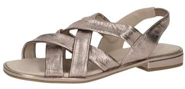 CAPRICE Damen Sandalen flach aus Leder Sommer, Beige (Taupe Metallic), 41 EU