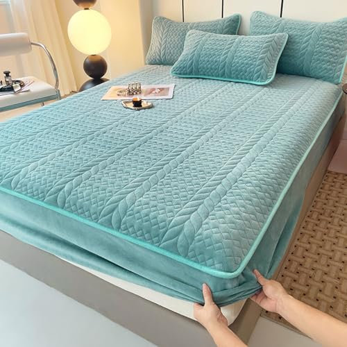 JIANINGHOME Warme Spannbettlaken 180x200,Fleece Plüsch Spannbettlaken Kuschelige Flauschig Cashmere-Touch Winter Warm Bettlaken Spannbetttuch